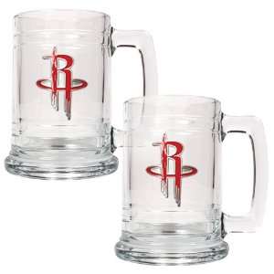 Houston Rockets 15 oz Glass Tankard   Set of Two