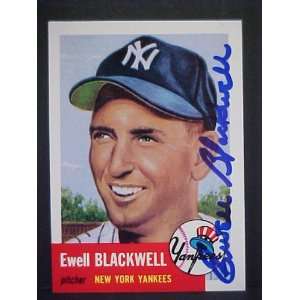 Ewell Blackwell (D) New York Yankees #31 1953 Topps Archives Signed 