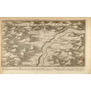  1757 Engraving Map Nile River Derri Dir Egypt F. Norden 