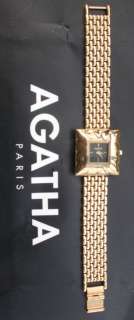 AGATHA PARIS France   Gold tone square wrist watch  
