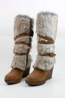 Womens Fashion High Quality faux fur wedge platform snow boots over 