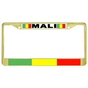 Mali Malian Flag Gold Tone Metal License Plate Frame Holder