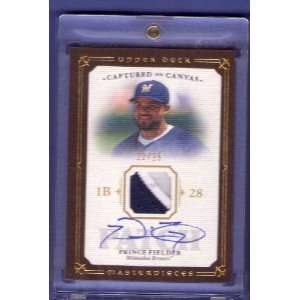 Prince Fielder 2008 UD Masterpieces Captured On Canvas Autograph Patch 