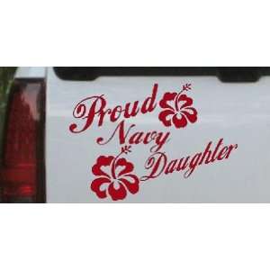 Red 12in X 17.2in    Proud Navy Daughter Hibiscus Flowers Military Car 