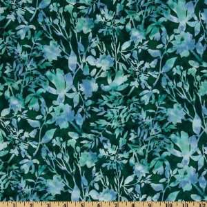  44 Wide Shadow Play Leaf Vines Green/Blue Fabric By The 