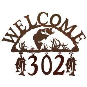   Fish Handcrafted Iron Welcome and Address Sign Patio, Lawn & Garden