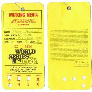  1986 New York Mets 1986 W.S. Press Pass   Sports 