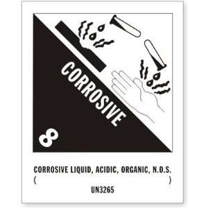UN 3265 Corrosive Liquid, Acidic Organic. n.o.s. Coated Paper Label, 4 