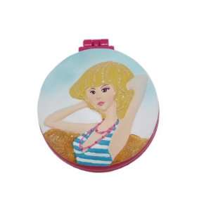   Blue and Pink Compact Mirror/Hairbrush Blonde Beach Girl 2.5 Beauty