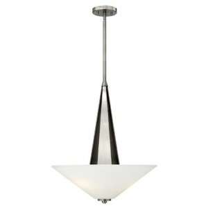  Victory Three Light Invert Foyer Pendent in Brushed Nickel 