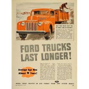 1947 Vintage Ad Ford Trucks Dump 100 HP V8 Silvaloy   Original Print 