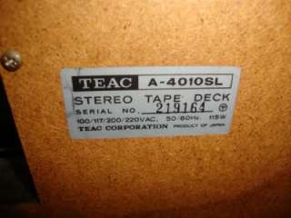 Vintage Teac A 4010SL Reel to Reel Stereo Tape Deck   AS IS  