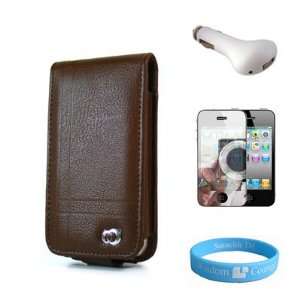 Vertical Carrying Case for iPhone 4 + USB Car Charger + Mirror Screen 