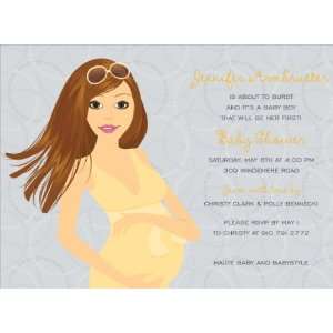   Preggers Buttercup   Brunette Baby Shower Invitations