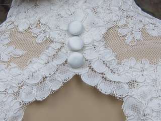 Ivory sleeveless bridal keyhole back alencon lace bolero 092  