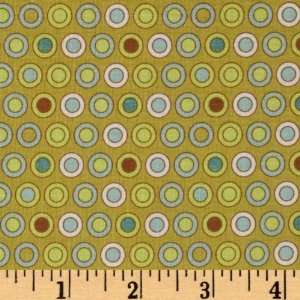  44 Wide Penny Lane Circles Olive Fabric By The Yard 