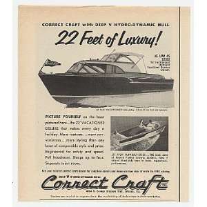  1957 Correct Craft 22 Foot Vacationer Deluxe Boat Print Ad 