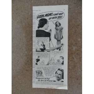  Kelloggs Pep ,Vintage 30s print ad (little girl cant keep up 