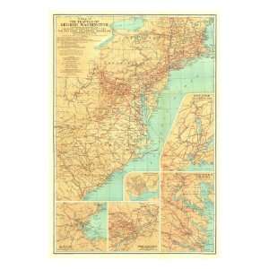  Travels Of George Washington Map 1932 Giclee Poster Print 