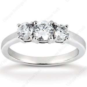  1.35 Ct Diamond Engagement Ring Round Prong Three Stone 