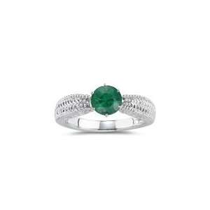 0.87 Cts Emerald Solitaire Ring in 14K White Gold 9.5 