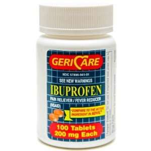  Geri Care Pharmaceuticals, Ibuprofen 200mg, 100 Tablets 