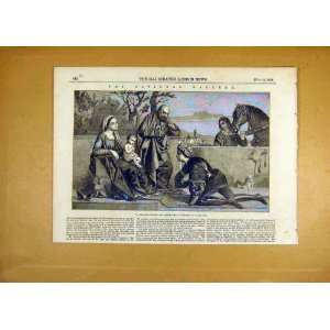  1853 Giorgione Fine Art Old Print Warrior Infant Jesus 