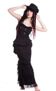 Black Gothic Victorian Renaissance Bustle Skirt with Black Lace Trim 