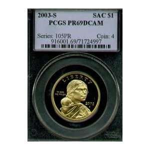  2003 S Sacagawea graded by PCGS PR69DCAM 