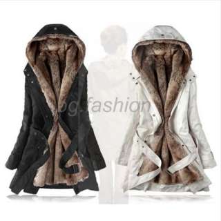 Womens Faux Fur Thicken fleece Coat Winter Jacket Warm Outerwear 2 