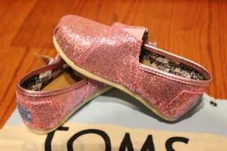 NEW TOMS Toddlers Classic Pink Glitter SHOES sz 2, 3, 4, 5, 6, 7, 8, 9 
