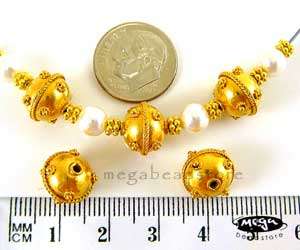 VERMEIL 24k Gold Bali Handmade Round 10mm Bead B148V  