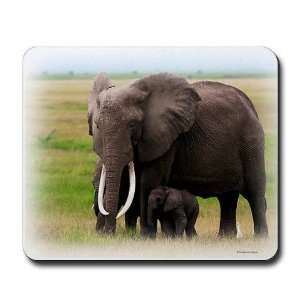  Elephant Mom Baby Animals Mousepad by  Office 