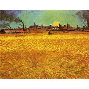 Oil Painting Sunset Wheat Fields near Arles Vincent van Gogh Hand P
