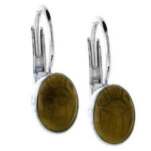   Cut Genuine Tiger Eye Stone LeverBack Lever Back Earrings Jewelry