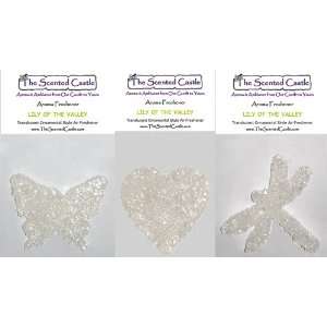  3Pack Lily of the Valley Scented Air Fresheners in Butterfly, Heart 
