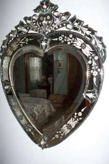 Romantic Heart Venetian Glass Mirror~Perfect Vanity Mirror~Unique 