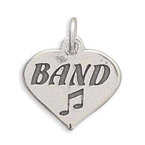 BAND Heart Music Tag Charm Sterling Silver