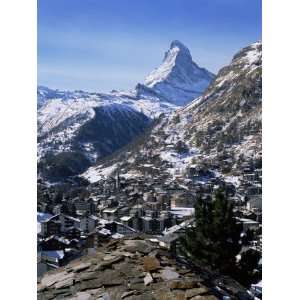 The Matterhorn, and Zermatt Below, Valais, Switzerland Photographic 