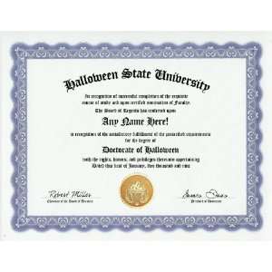  Halloween Degree Custom Gag Diploma Doctorate Certificate 