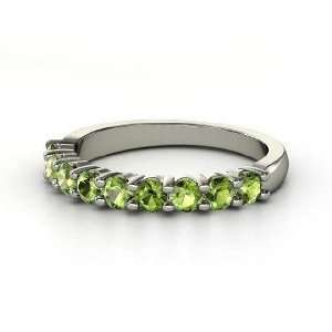  Nine Gem Band Ring, Sterling Silver Ring with Green 