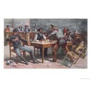  Argument over Cards in a Western Saloon, 1895 Art Giclee 