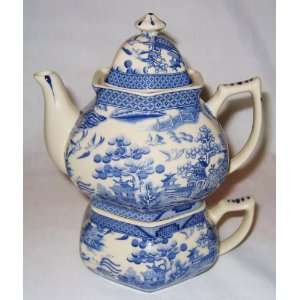  Blue Willow Pattern Octagon Shaped Tea for One Set 