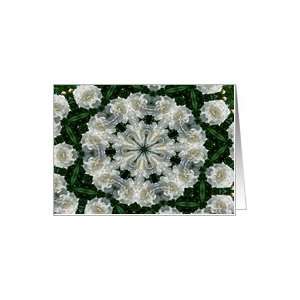  White Peony Kaleidoscope Flower Photo Blank Note Card Card 