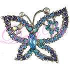 HUGE PURPLE BUTTERFLY PIN with SWAROVSKI CRYSTALS MIB  