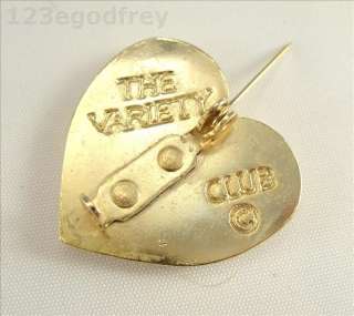 The Variety Club Charity Gold Tone Heart Pin Badge  