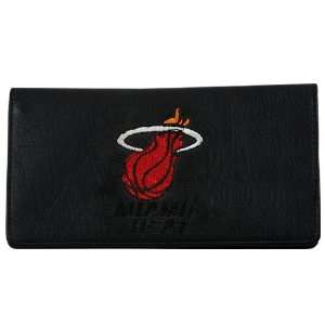   Heat Black Leather Embroidered Checkbook Cover