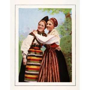  1910 Print Sweden Solveig Lund Traditional Ethnic Costume Dress Hat 