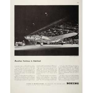  1943 Ad WWII Boeing B 17 Flying Fortress Bomber Hanger 