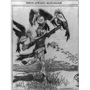   Whos Afraid?,Uncle Sam,Scarecrow,1915,Cartoon,birds